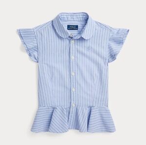 Polo Ralph Lauren Striped Cotton Peplum Sleeveless Shirt Size Girls 7